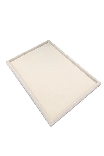MeGass Dekor Yerli Üretim Süet Kumaş Krem Renk 34/24 cm Takı Servis Sunum Tablası
