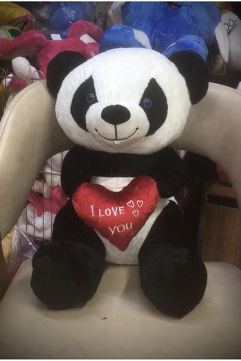 AZİZ OYUNCAK 65 cm Black and White Soft Panda Teddy Bear.. Wonderful Gift with Red Heart..