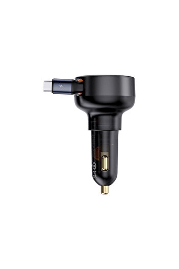 Baseus Enjoyment Pro Car Charger C+Retractable Type-C Cable 60W - Cluster Black