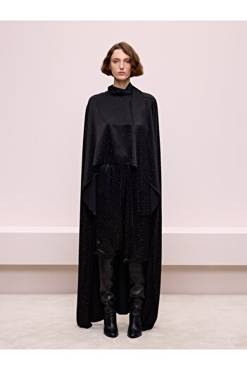 BAQA Glitter Black Cape Blouse
