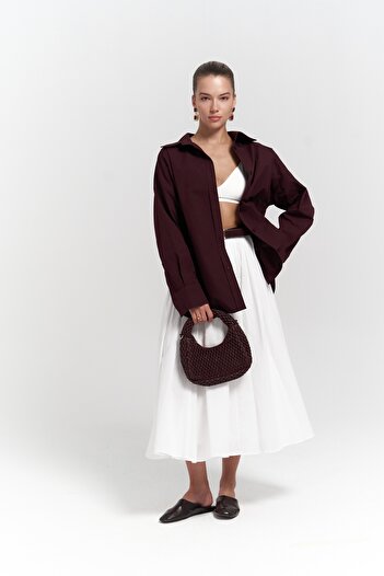 Mai Phoebe Oversize Claret Red Shirt