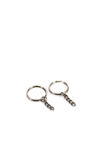 İnDerin 25 mm Chain Key Chain Ring 20 Pcs Nickel Plated Rustproof