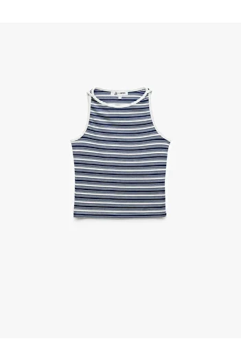 Koton Sleeveless Crew Neck Striped Viscose Blended Blouse