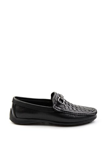 Bambi Black Leather Men's Loafer Shoes E 01557255316