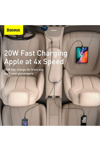 Baseus Baseus Share Together PPS multi-port Fast charging car charger - 120 W - 3U+1 Type-C - Grey