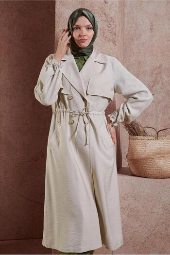Alvina 10864 Model Beldan Gathered Trench Coat