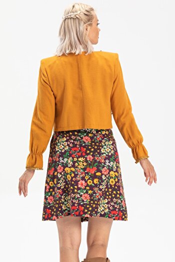Eliş Şile Bezi Hande Flannel Short Autumn and Winter Skirt Spring Pattern Purple Purple