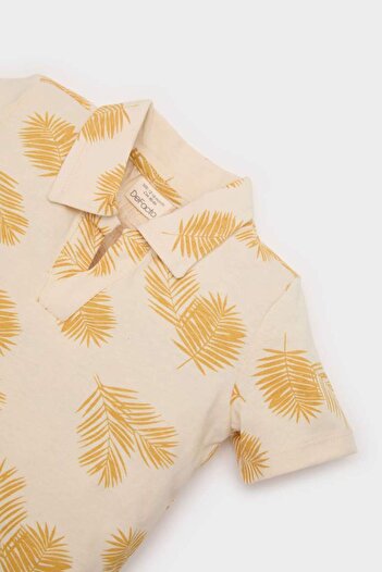 DeFacto Baby Boy Polo Neck Palm Pattern Short Sleeve T-Shirt E6764A525Sm
