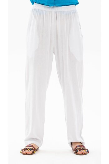 Eliş Şile Bezi Şile Bezi Women's Summer Baggy Trousers White Byz