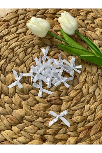HİMENİSA Bow Satin Ribbon - 6mm 50 Pieces White Decorative Birthday Gift