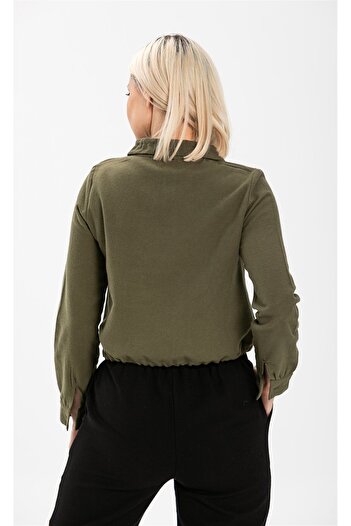 Eliş Şile Bezi Long Sleeve Ilayda Flannel Autumn And Winter Blouse Khaki Hk