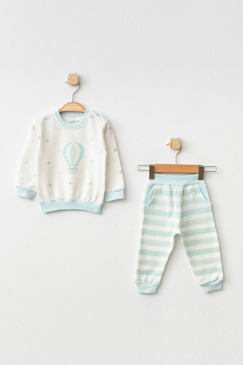 Aziz Bebe Baby Boy Star Balloon Patterned Sweatshirt Pants 2-Piece Bottom Top Baby Set 3 Months-36 Months