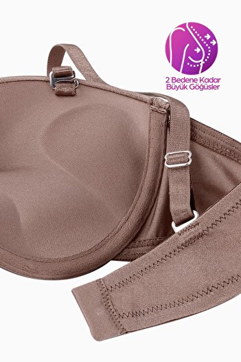 Wonna Olympos Ekstra Dolgulu Double Push Up Straplez - Bronz Kahve - Mikro Sütyen - 2537