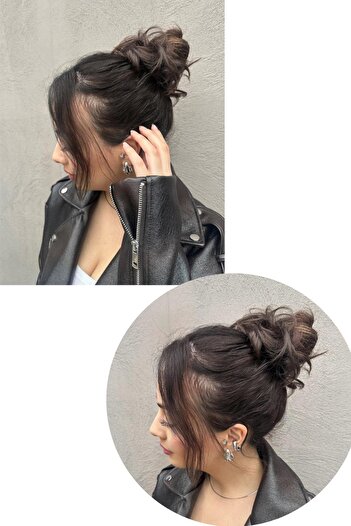 TAKIŞTIR Brown Messy Bun Effect Buckle