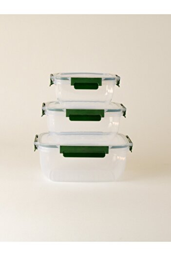 Minihol Nesty 3-Piece Rectangular Storage Container Green