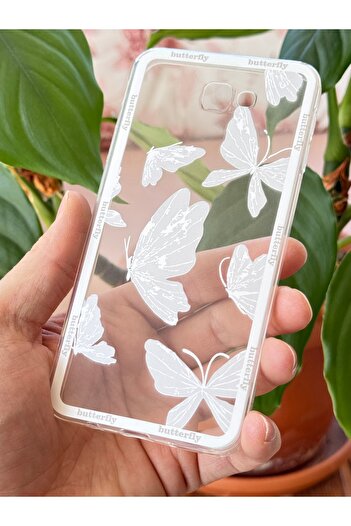 Fibaks Galaxy J7 Prime Compatible Case Designed Patterned Camera Protection Transparent Butterfly Flexible