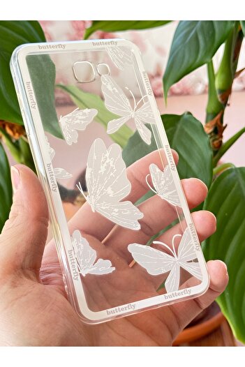 Fibaks Galaxy J7 Prime Compatible Case Designed Patterned Camera Protection Transparent Butterfly Flexible