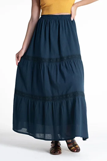 Eliş Şile Bezi Lacy Summer Skirt - Petrol Ptrl Long Sile Cloth