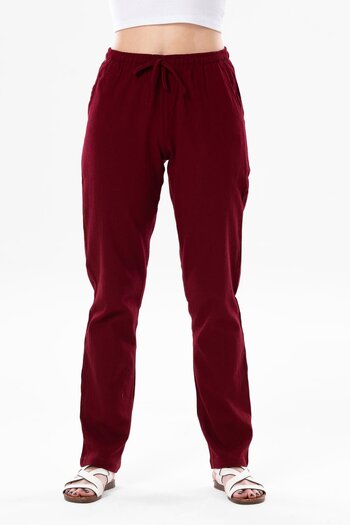 Eliş Şile Bezi Şile Diaper Pocket Women's Summer Trousers Claret Red Brd