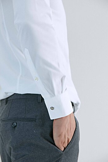 Tween Super Slim Fit Beyaz Düz Easy Care Gömlek