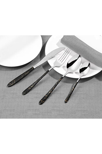 SALTER Stainless steel cutlery set, 16 pieces, 4 people, Marble Gold
