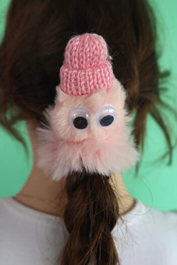 TAKIŞTIR Pink Color Monster Figured Plush Bagel Buckle