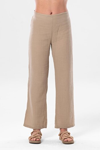 Eliş Şile Bezi Mink Colored Geranium Muslin Trousers - Vzn with Elastic Waist