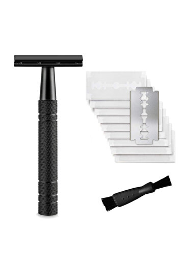 Choice1 Matte Black Double Edge Safety Razor for Men, with 10 Safety Razor Blades, Single Blade Razor, Reus