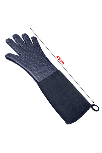 Choice 45cm Extra Long Professional Silicone Oven Mitts Gloves with Quilted Liner Durable Heat Resistant Gr