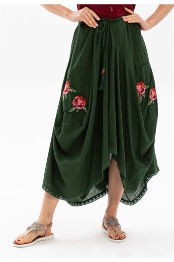 Eliş Şile Bezi Rumeli Şile Cloth Summer Authentic Skirt Green Ysl