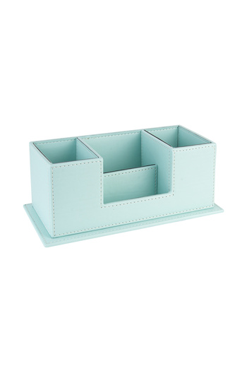 2K Desktop Leather Organizer Pen Holder 4 Compartments Desktop Organizer Rainbow Vegan 10X12X25 Cm.