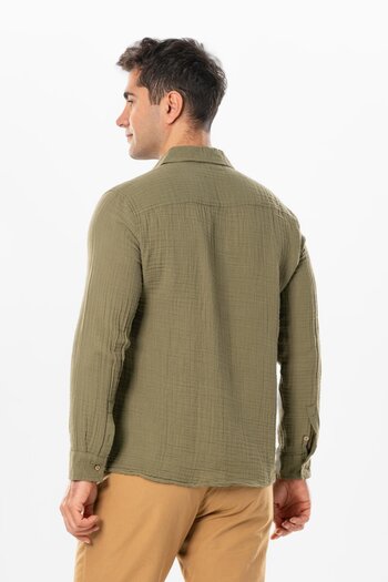Eliş Şile Bezi Long Sleeve Foça Violet Men's Summer T-shirt Khaki Hk