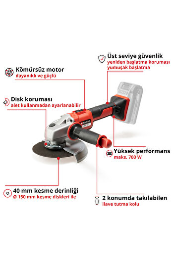 Einhell Axxıo 18/150 - Solo, Akülü Avuç Taşlama (AKÜ VE ŞARJ CİHAZI DAHİL DEĞİLDİR) - 4431144