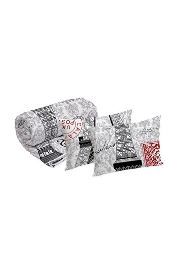 ALCAM Alcam set of 2 microfiber pillows 50x70 cm and quilted duvet 220x200 cm, Paris