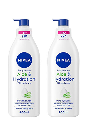 NIVEA Aloe & Hydration Body Lotion, Aloe Vera, Normal to Dry Skin, 400ml, Pack of 2