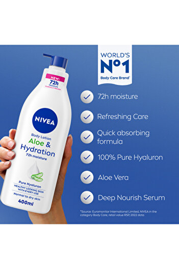 NIVEA Aloe & Hydration Body Lotion, Aloe Vera, Normal to Dry Skin, 400ml, Pack of 2