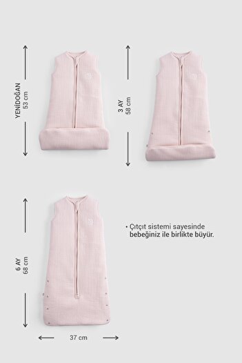 Little Gusto Elyaf Dolgulu Kapitone Pembe Uyku Tulumu 0-6 Ay