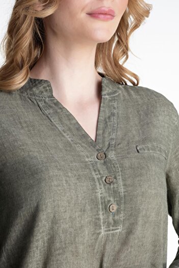 Eliş Şile Bezi Long Sleeve Shile Cloth Acacia Summer Blouse Khaki Hk