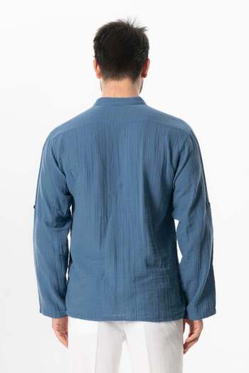 Eliş Şile Bezi Summer Sweatshirt - Long Sleeve High Collar Humanoid Indigo
