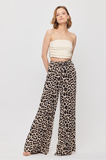 Rays 9410 Beja Satin Palazzo/Draped Leopard Motif Trousers