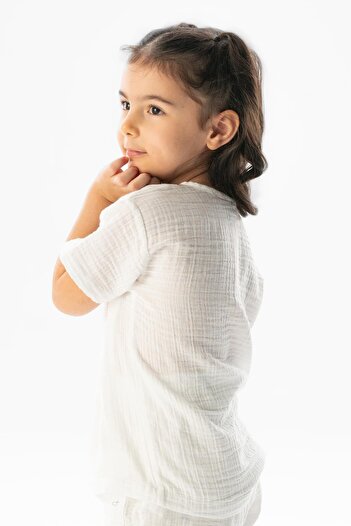 Eliş Şile Bezi Summer Muslim Short White Byz Seat Tshirt