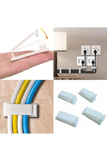jetfast 8 Pieces White Cable Collector - Adhesive Desk Cable Organizer, Clip Wall Fixing Apparatus