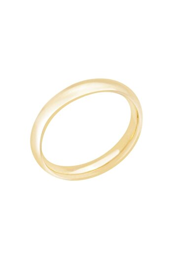Diamond Line-Gülaylar 14 Ayar Sarı Altın 4 Mm Bombeli Klasik Alyans