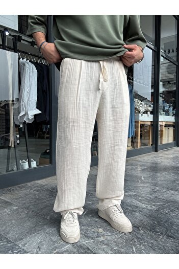 BYBASICMAN White Muslin Fabric Trousers G-5232/8