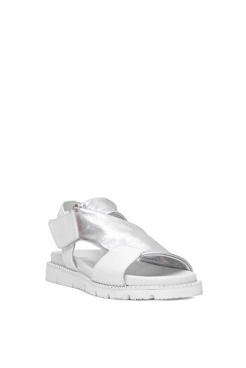 Venüs 25440022 Y Women's Genuine Leather Flat Sandals Silver