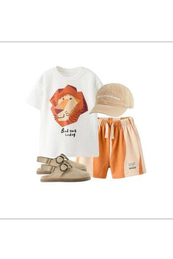 Çipil Lion Printed Boy's Shorts Suit