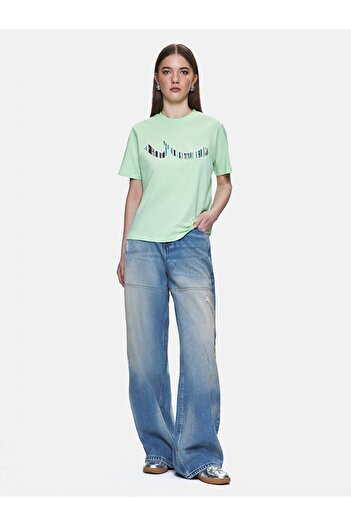 Ltb Printed Short Sleeve Sıgnlı Regular Green T-Shirt