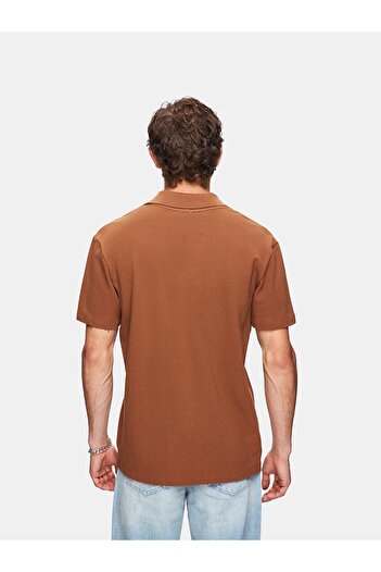 Ltb Κανονικό κοντομάνικο μπλουζάκι με γιακά Polo Basic καφέ χρώματος