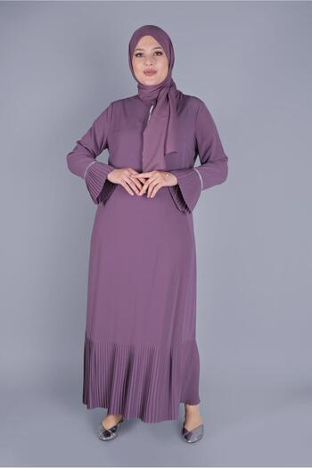 Alvina Wide Sleeve and Jewelled Printed Pleated Dress - 20059