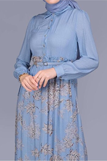 Alvina ÇİÇEKLİ FERMUARLI ELBİSE 41549